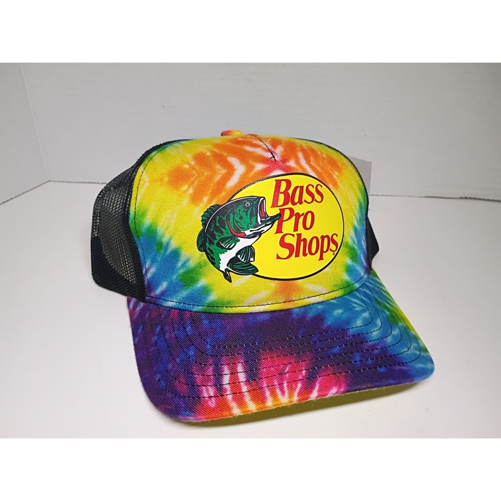 Bass Pro Shops SnapBack Mesh Hat ~ Fish Logo Trucker ~ New ~ Tie Dye